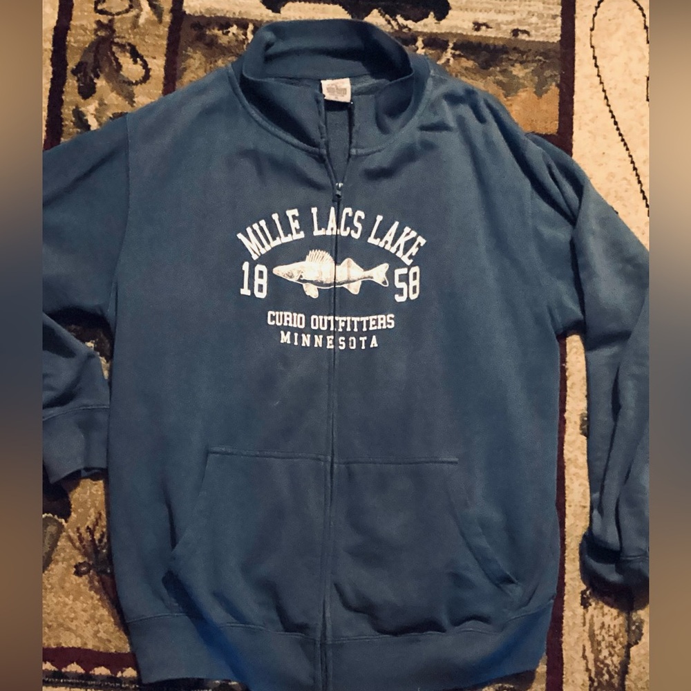 🎣  Mille Lacs Lake MINNESOTA WALLEYE Sweatshirt JACKET Sz XL VNPLC UNISEX